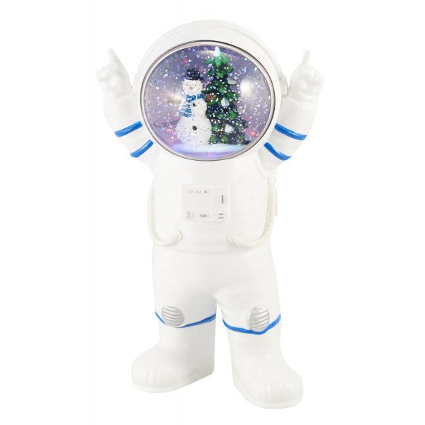 Χριστουγεννιάτικος Διακοσμητικός Αστροναύτης Χιονάνθρωπος με Νερό και LED (28cm)